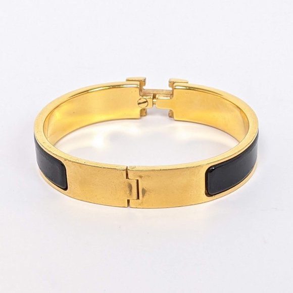 SOLD Hermes Black and Gold Clic Clac H Bracelet PM - Picture 2 of 6